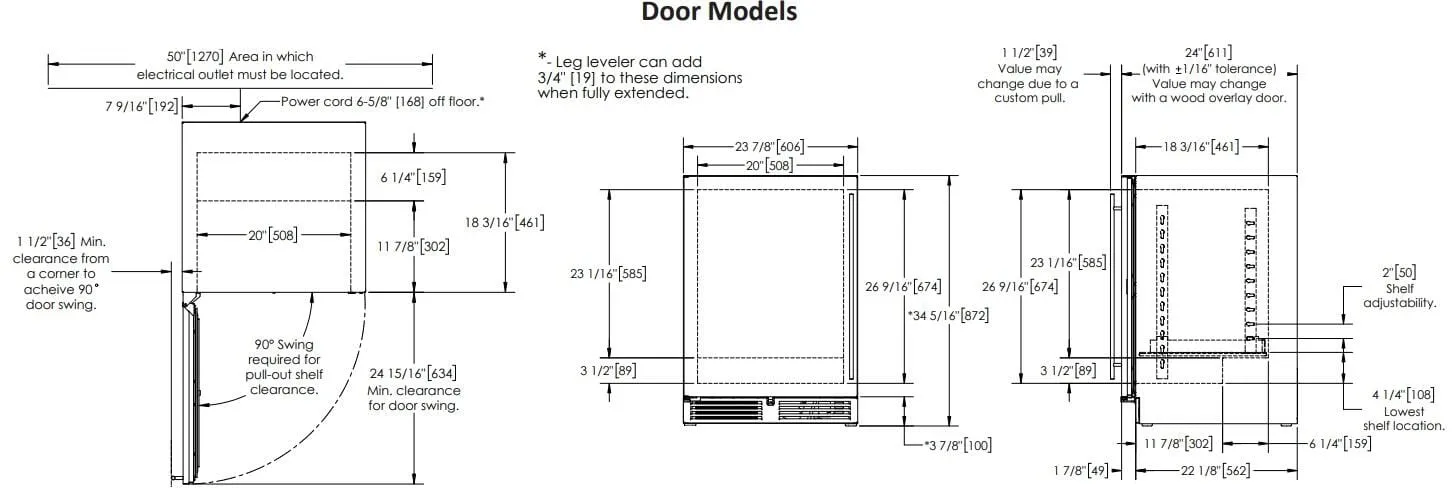 Perlick 24 inch C Series Built-In Compact Refrigerator HC24RB-4-4