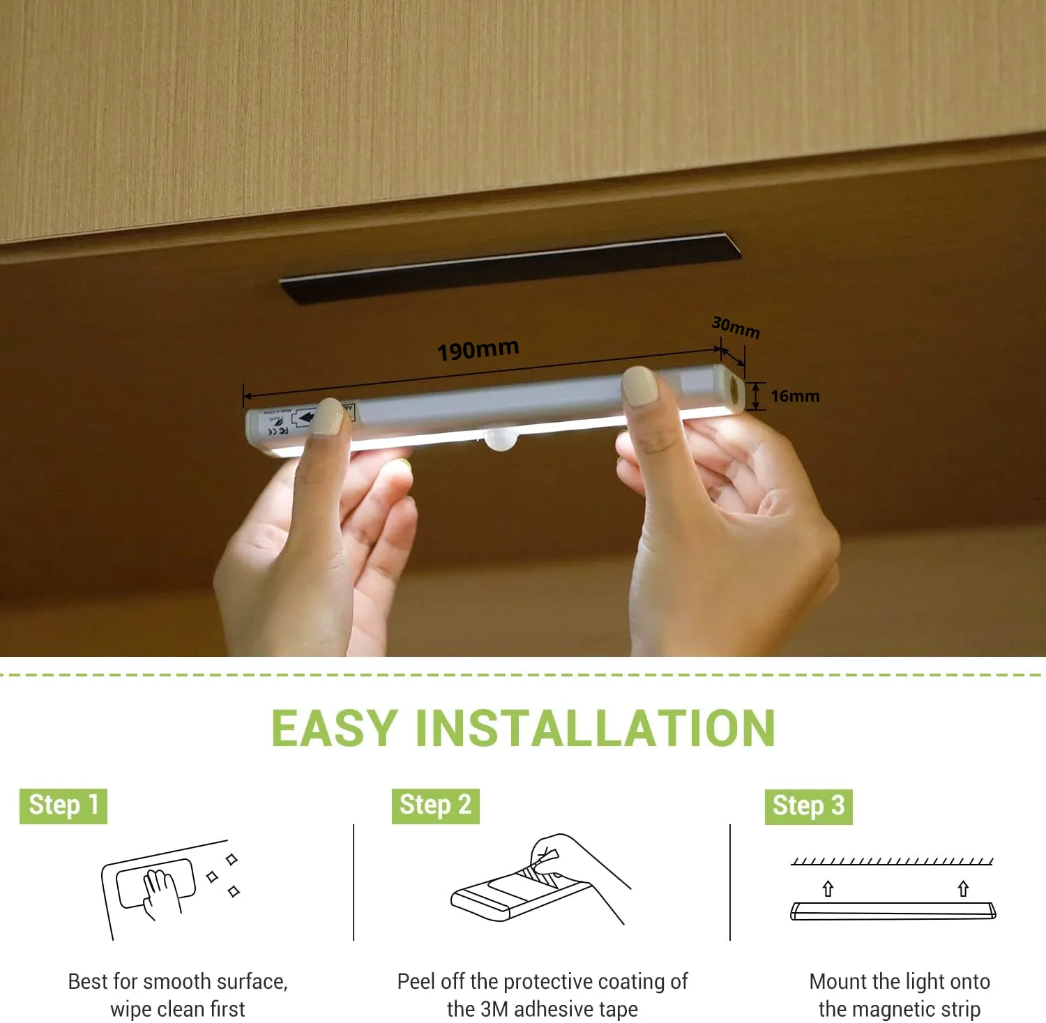 Portable Fall Prevention Sensor Strip Light - 3 Pack