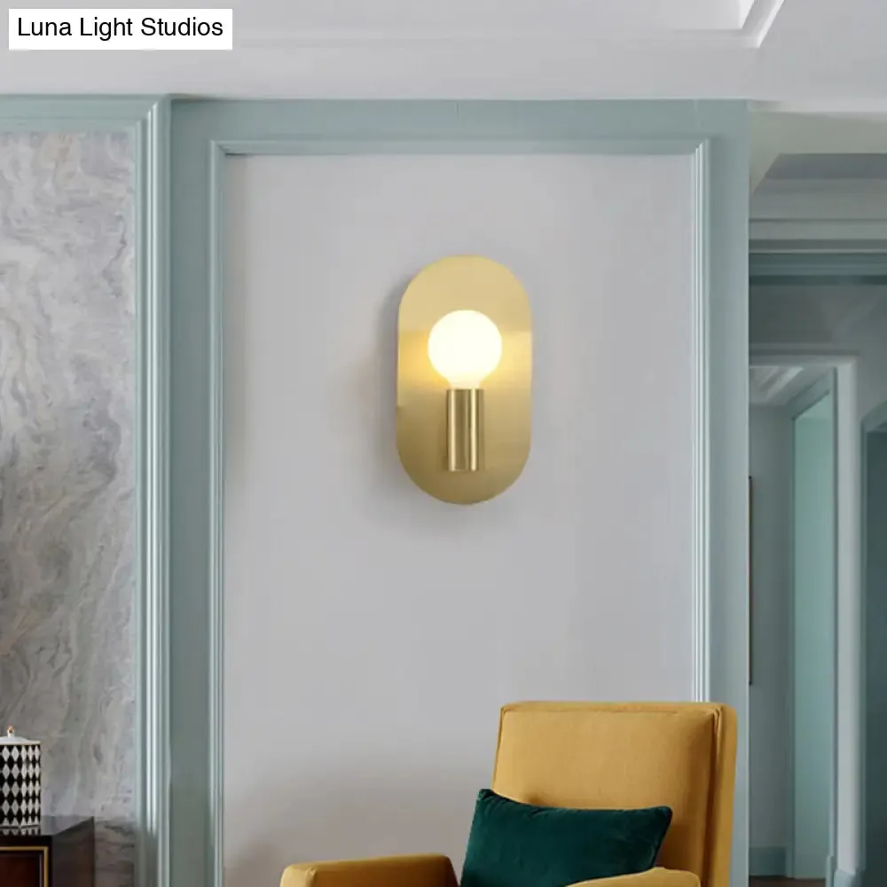 Postmodern Oval Metallic Wall Light: 1-Light Brass Lamp