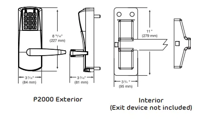 PowerPlex - P201UXS - Electronic Self Powered Pushbutton Exit Trim Lever Lock - Schlage 'C' - Satin Chrome - Grade 1