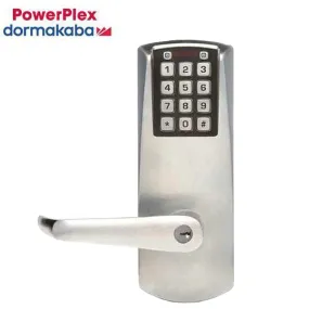 PowerPlex - P2032XS - Electronic Self-Powered Pushbutton Lever Set - Schlage 'C' - 2⅜" Backset - Satin Chrome - Grade 1