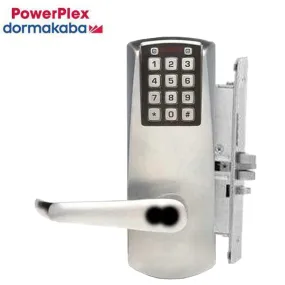 PowerPlex - P2066B - Electronic Self Powered Pushbutton Mortise Lever Set - SFIC - 2¾" Backset - Satin Chrome - Grade 1