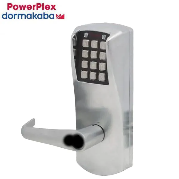 PowerPlex - P2066B - Electronic Self Powered Pushbutton Mortise Lever Set - SFIC - 2¾" Backset - Satin Chrome - Grade 1