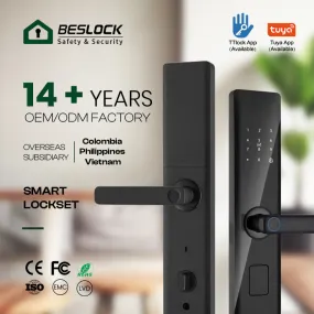 Remote Locks Home Security Door Password Lock Automatic Smart Lockup Wifi Mobile Phone Tuya Fingerprint Door Lock Black