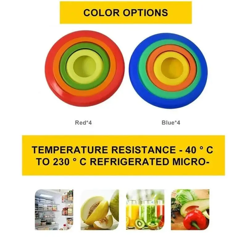 Reusable Silicone Fruit Vegetable Storage Food Cover Food Saver Huggers (4 pieces)