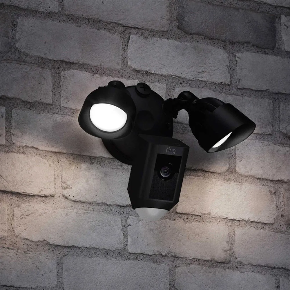 Ring Floodlight Camera Motion-Activated HD Security Cam Two-Way Talk and Siren Alarm, Black, Works with Alexa