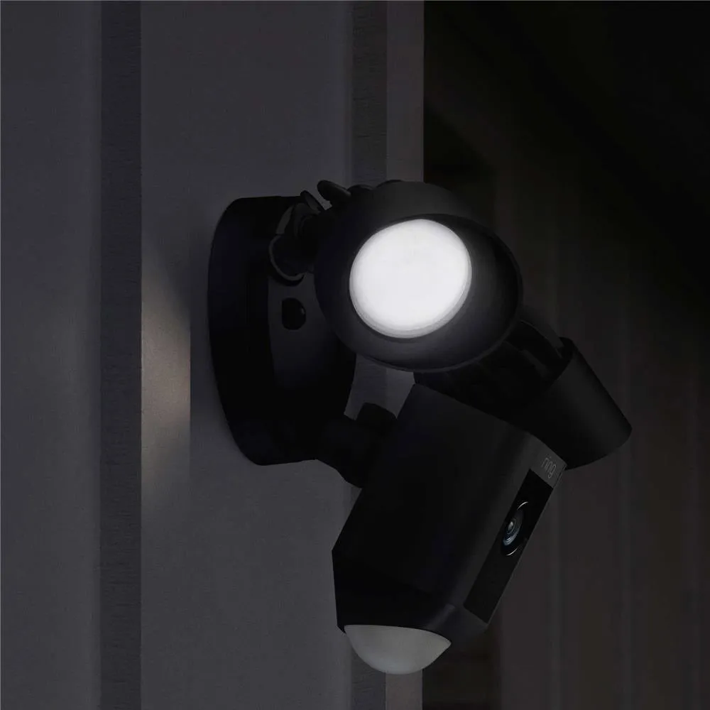 Ring Floodlight Camera Motion-Activated HD Security Cam Two-Way Talk and Siren Alarm, Black, Works with Alexa