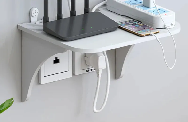 Router Floating Shelf Hanging Rack Multi Tap Outlet Wifi TV Set Top Box Board Hidden Bracket Storage Organizer Wall Mount Holder