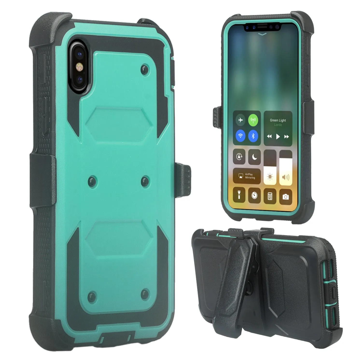 Samsung Galaxy A10e Case, Galaxy A10e Case, Triple Protection 3-1 w/ Built in Screen Protector Heavy Duty Holster Shell Combo Case - Teal