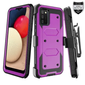 Samsung Galaxy A32 5G Case, Galaxy A32 5G Case, Triple Protection 3-1 w/ Built in Screen Protector Heavy Duty Holster Shell Combo Case - Purple