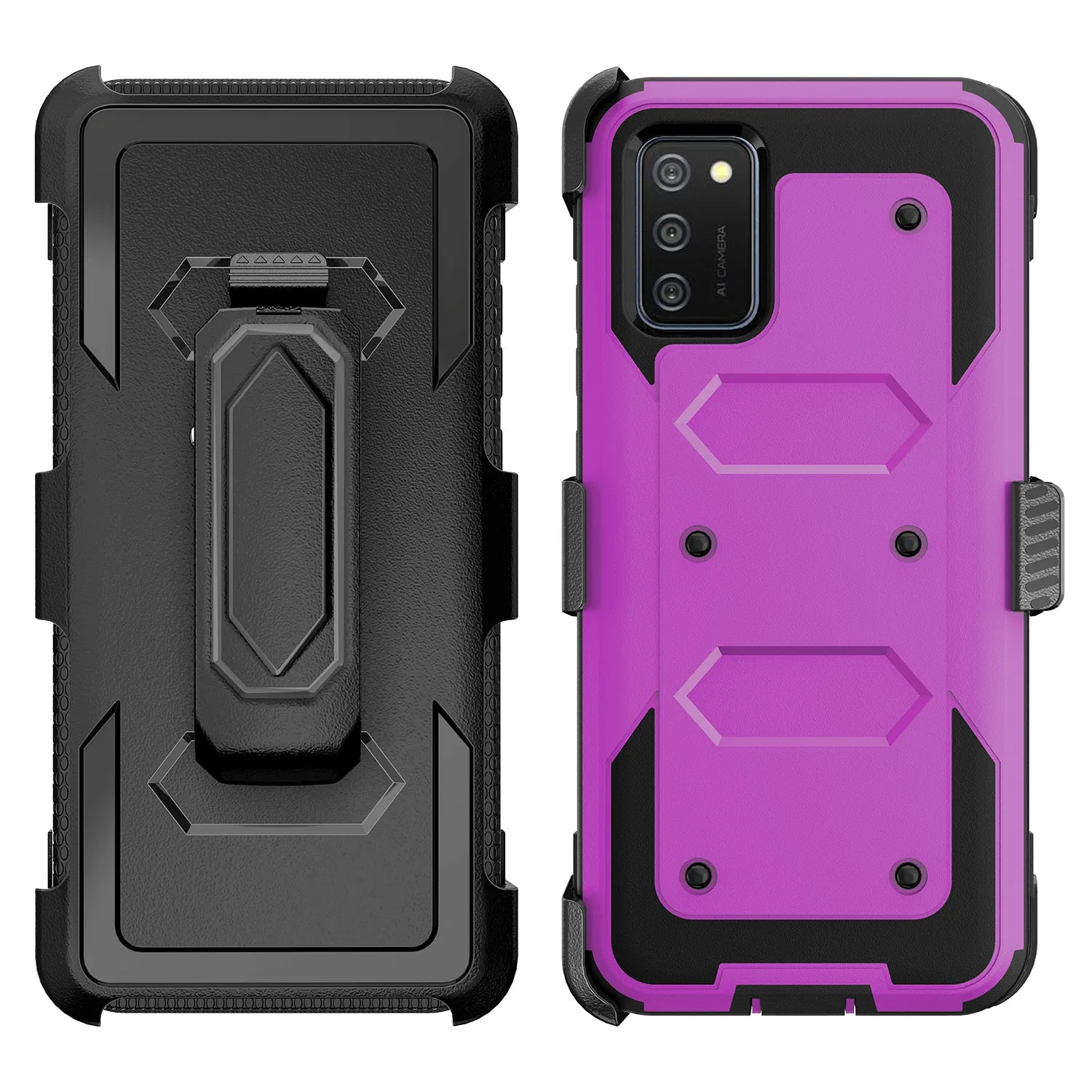 Samsung Galaxy A32 5G Case, Galaxy A32 5G Case, Triple Protection 3-1 w/ Built in Screen Protector Heavy Duty Holster Shell Combo Case - Purple