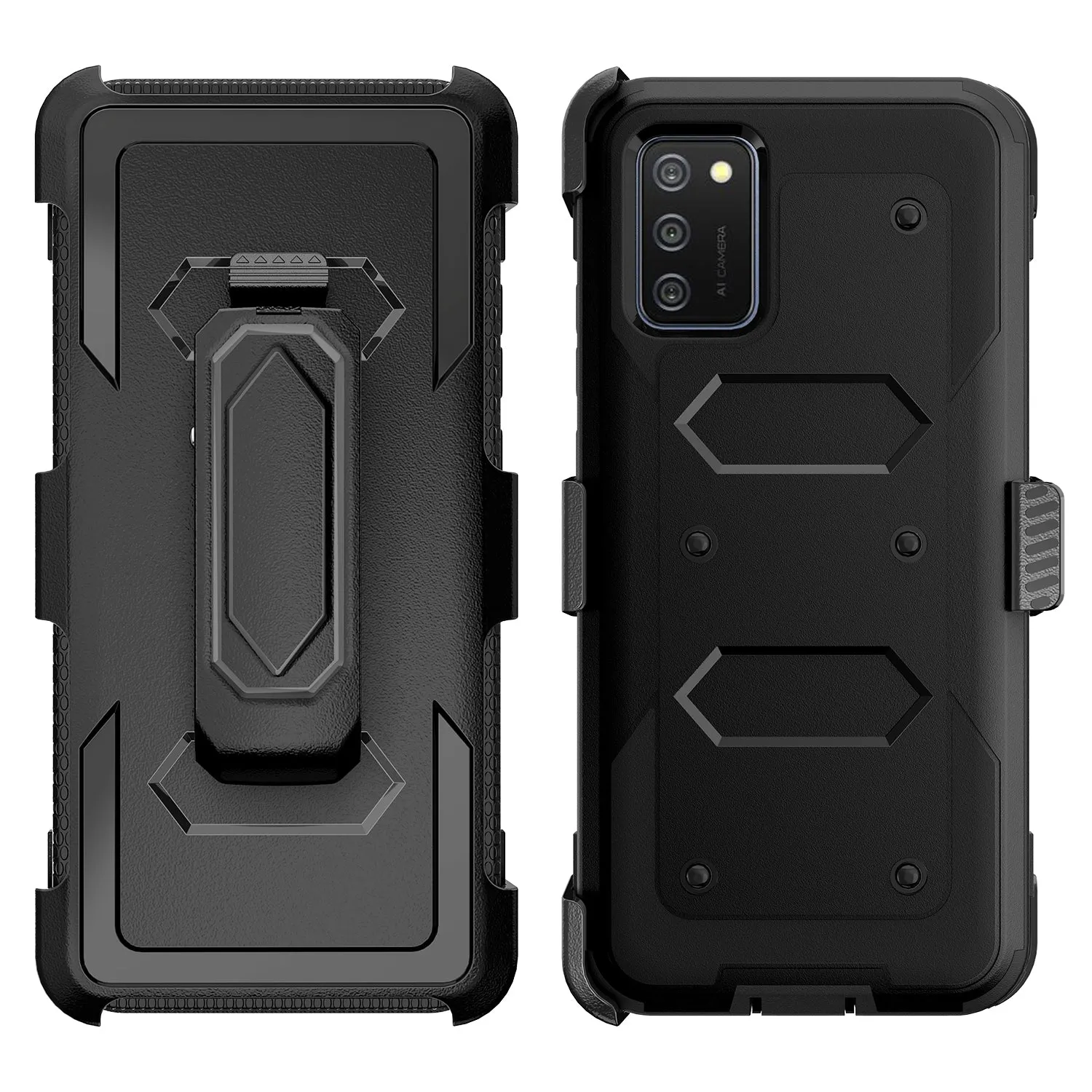 Samsung Galaxy A52 5G Case, Galaxy A52 5G Case, Triple Protection 3-1 w/ Built in Screen Protector Heavy Duty Holster Shell Combo Case - Black