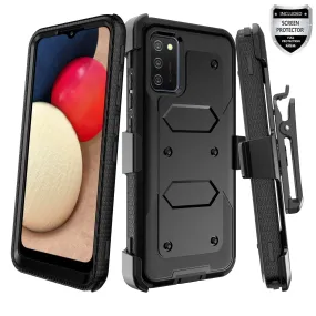 Samsung Galaxy A52 5G Case, Galaxy A52 5G Case, Triple Protection 3-1 w/ Built in Screen Protector Heavy Duty Holster Shell Combo Case - Black