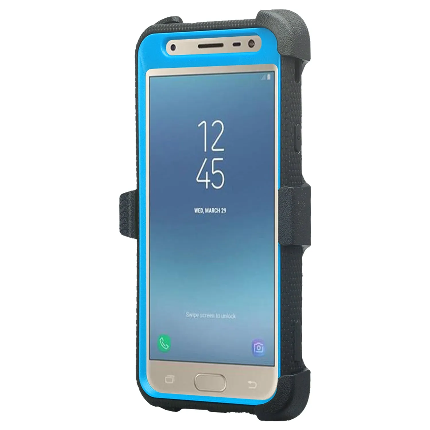 Samsung Galaxy J7 V 2nd Gen/J7 Crown/J7 Top/J7 2018/J7 Star/J7 Achieve/J7 Refine/J7 Aero/J7 Aura Case, Triple Protection 3-1 w/ Built in Screen Protector Heavy Duty Holster Shell Combo Case - Blue
