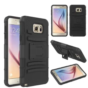Samsung Galaxy S6 Edge Plus Case, 3-in-1 Rotating Swivel Locking Hybrid Holster Shell Combo[Kickstand] Case - Black