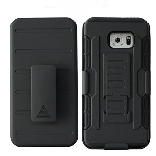 Samsung Galaxy S6 Edge Plus ShockProof Armor Hybrid Holster Case for Galaxy S6 Edge Plus - Black