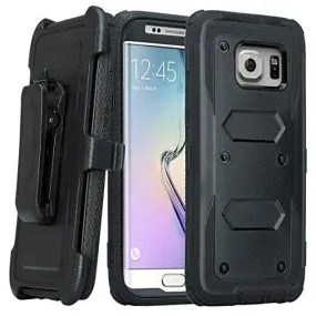 Samsung Galaxy S7 Edge Case, Heavy Duty Hybrid Rotating Swivel Locking Holster Case for Galaxy S7 Edge - Black