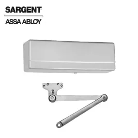 Sargent - 281 - Powerglide Cast Iron Door Closer - Back Check Function - Heavy Duty Parallel Arm - Adjustable Size 1-6 - Plastic Cover - Aluminum - Fire Rated - Grade 1
