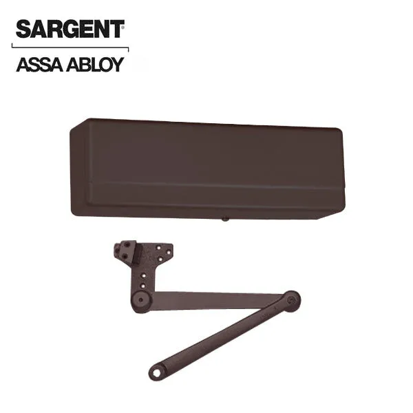 Sargent - 281 - Powerglide Cast Iron Door Closer - Back Check Function - Heavy Duty Parallel Arm w/ Compression Stop - Adjustable Size 1-6 - Plastic Cover - Dark Oxidized Satin Bronze - Fire Rated - Grade 1