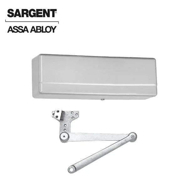 Sargent - 281 - Powerglide Cast Iron Door Closer - Back Check Function - Regular Duty Parallel Arm - Adjustable Size 1-6 - Plastic Cover - Aluminum - Fire Rated - Grade 1