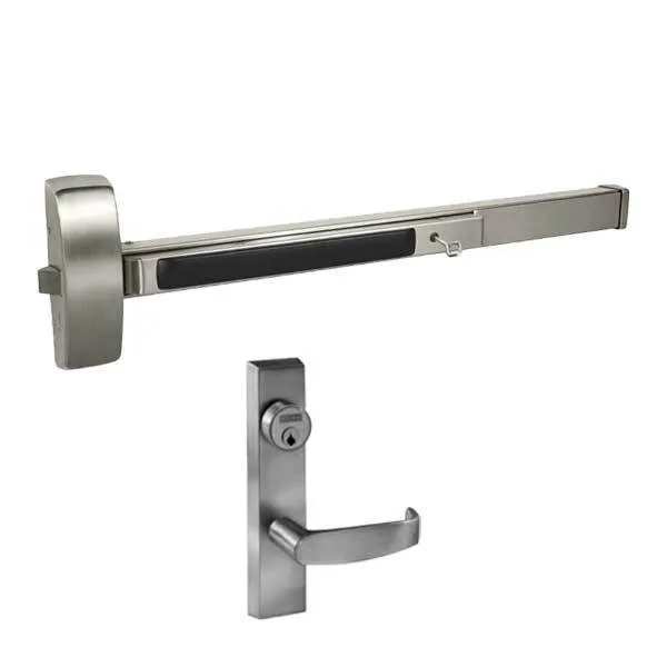 Sargent - 8813 - Rim Exit Device with Trim Lever - Satin Stainless Steel - Remote Latch Retraction - 36" - Grade 1