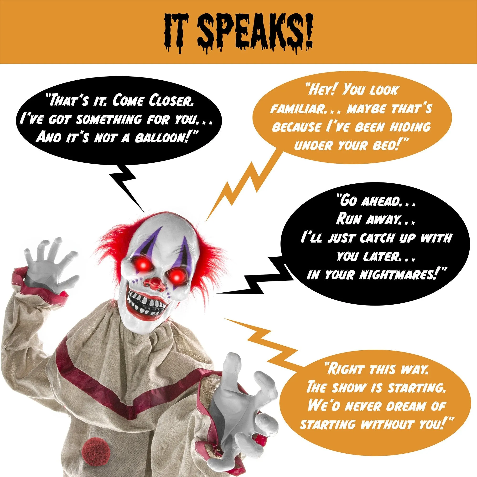 Scary Harry the Motion Activated Animatronic Killer Clown Halloween Prop