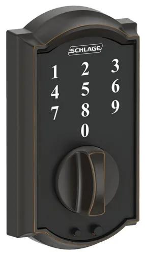 Schlage BE375 CAM 716 Electronic Deadbolt, Aged Bronze, Residential, 1 Grade, Metal, Thumbturn Interior Handle :CD: QUANTITY: 1
