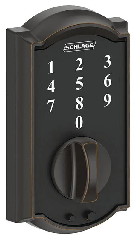 Schlage BE375 CAM 716 Electronic Deadbolt, Aged Bronze, Residential, 1 Grade, Metal, Thumbturn Interior Handle :CD: QUANTITY: 1