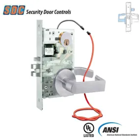 SDC - Z7652LQE - Electrified Mortise Lock - MLR - Fail Secure - Eclipse Rose - Optional Handing - 24VDC - Satin Chrome - Fire Rated - Grade 1