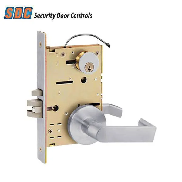 SDC - Z7850LQE - Solenoid Controlled Mortise Lock - Fail Safe - Eclipse Rose - Left Hand - 12/24VDC - Satin Chrome - Fire Rated - Grade 1