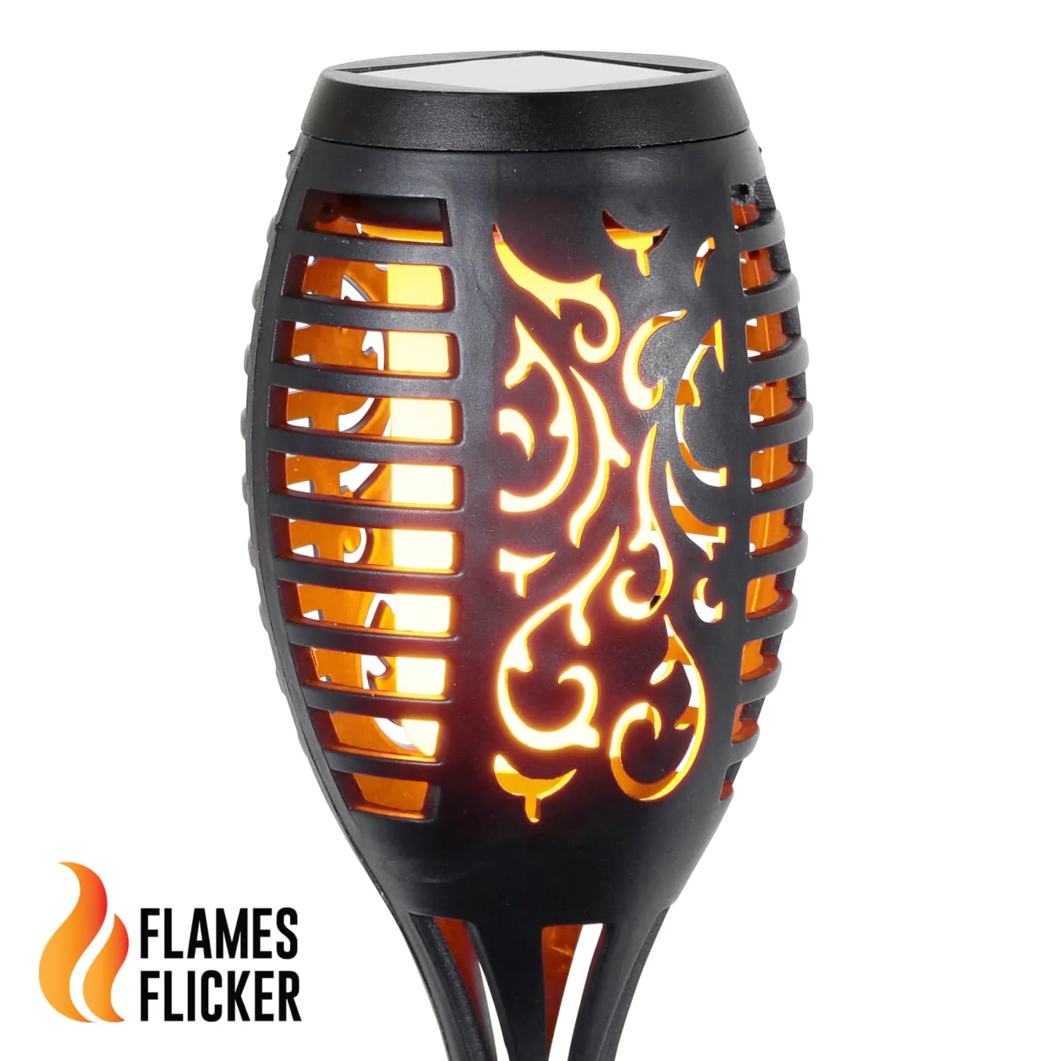 Set of 4 Solar Dancing Flame Torch Garden Stakes- Small, 3 inches by 20 Inches