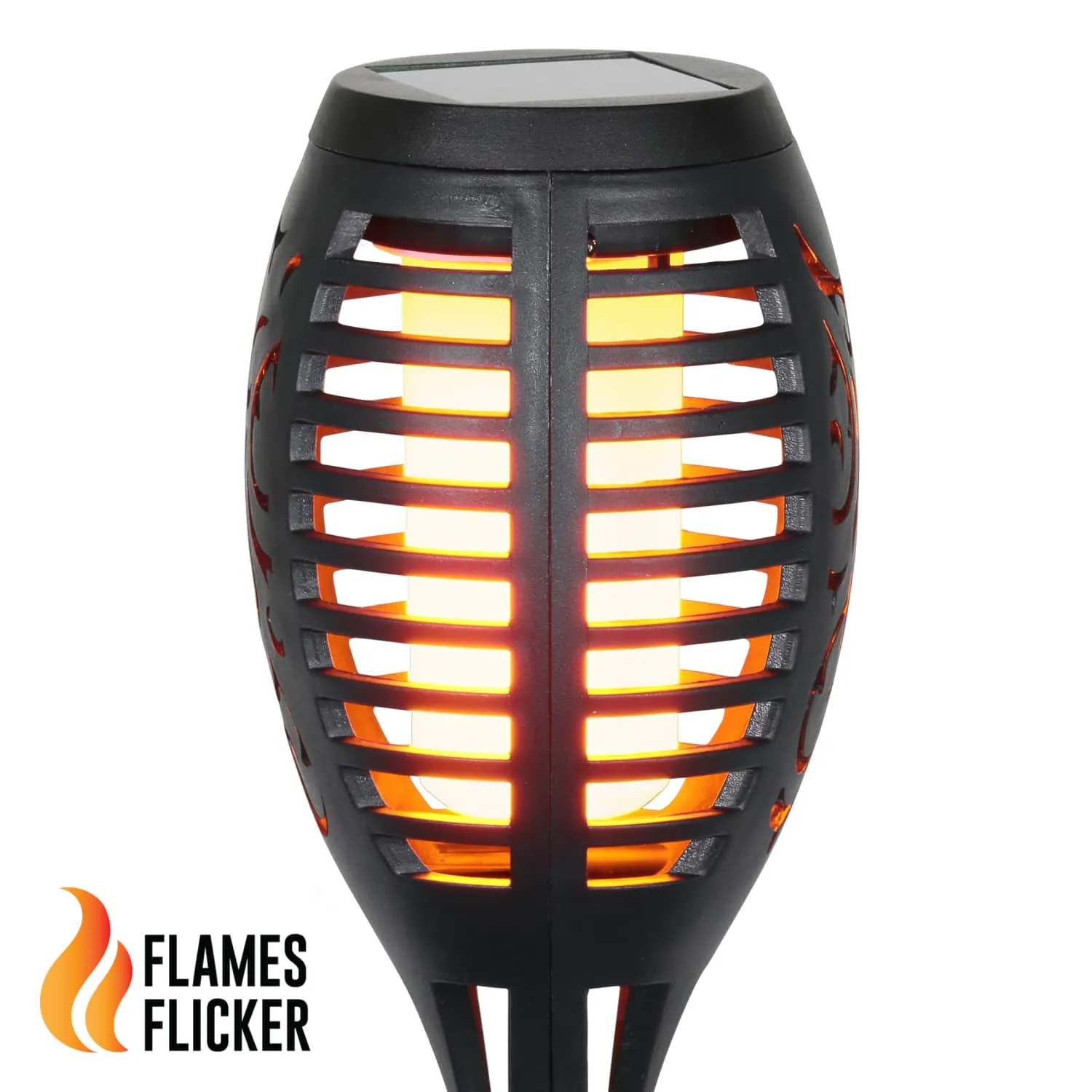 Set of 4 Solar Dancing Flame Torch Garden Stakes- Small, 3 inches by 20 Inches
