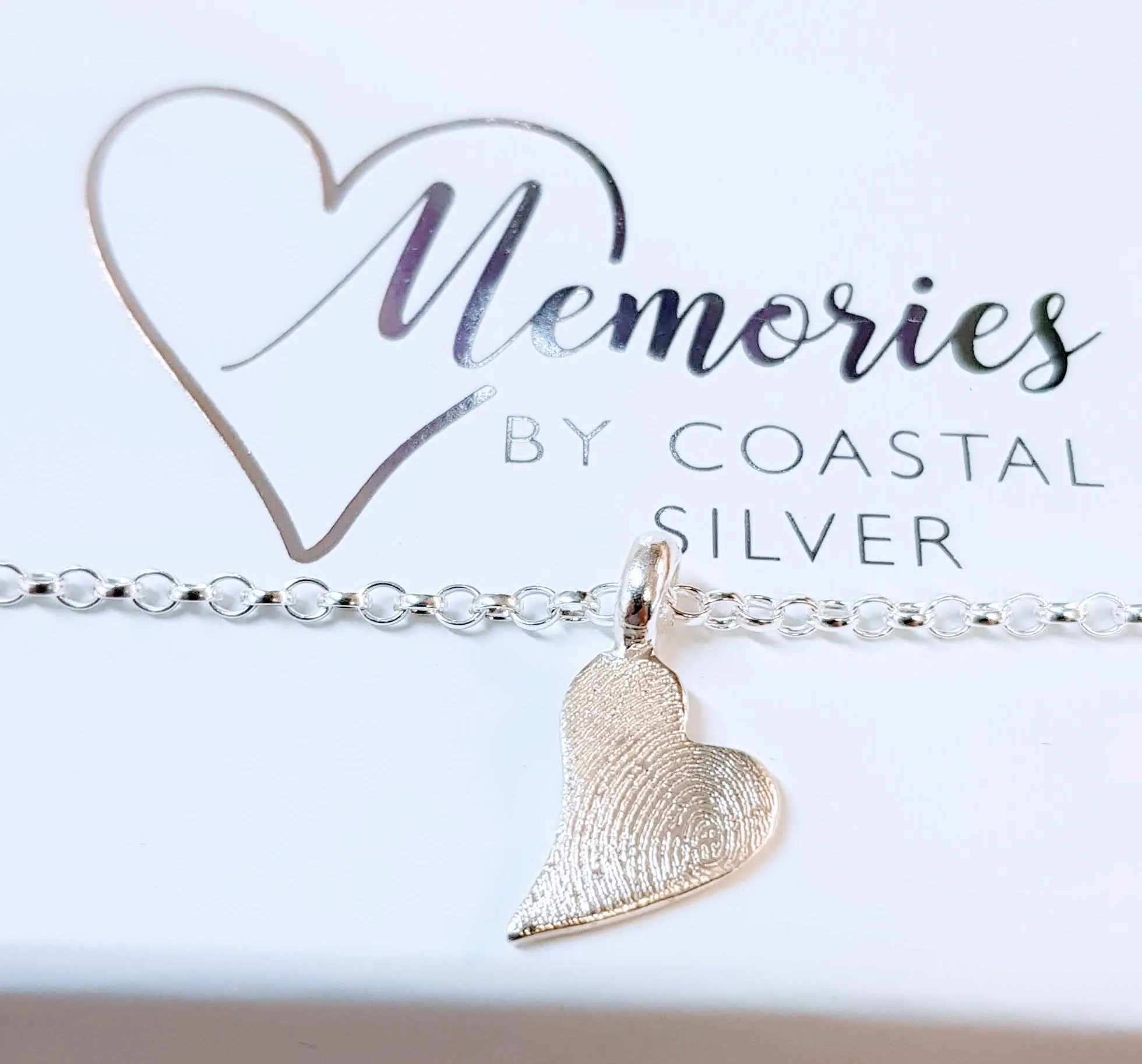 Silver 'Wonky Heart' Fingerprint Bracelet