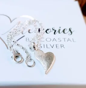 Silver 'Wonky Heart' Fingerprint Bracelet