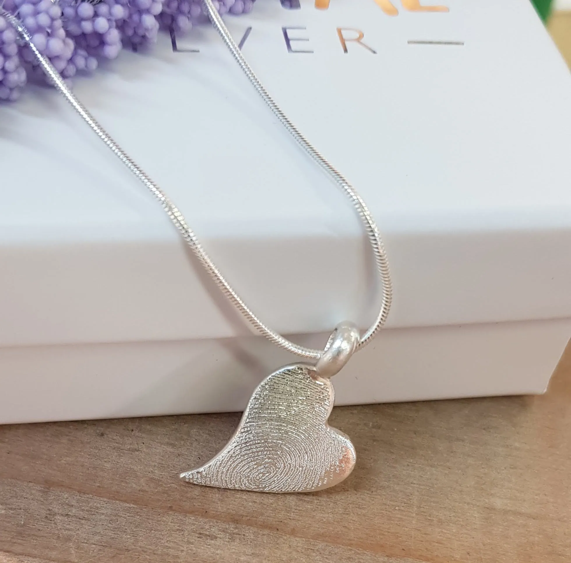 Silver 'Wonky Heart' Fingerprint Necklace