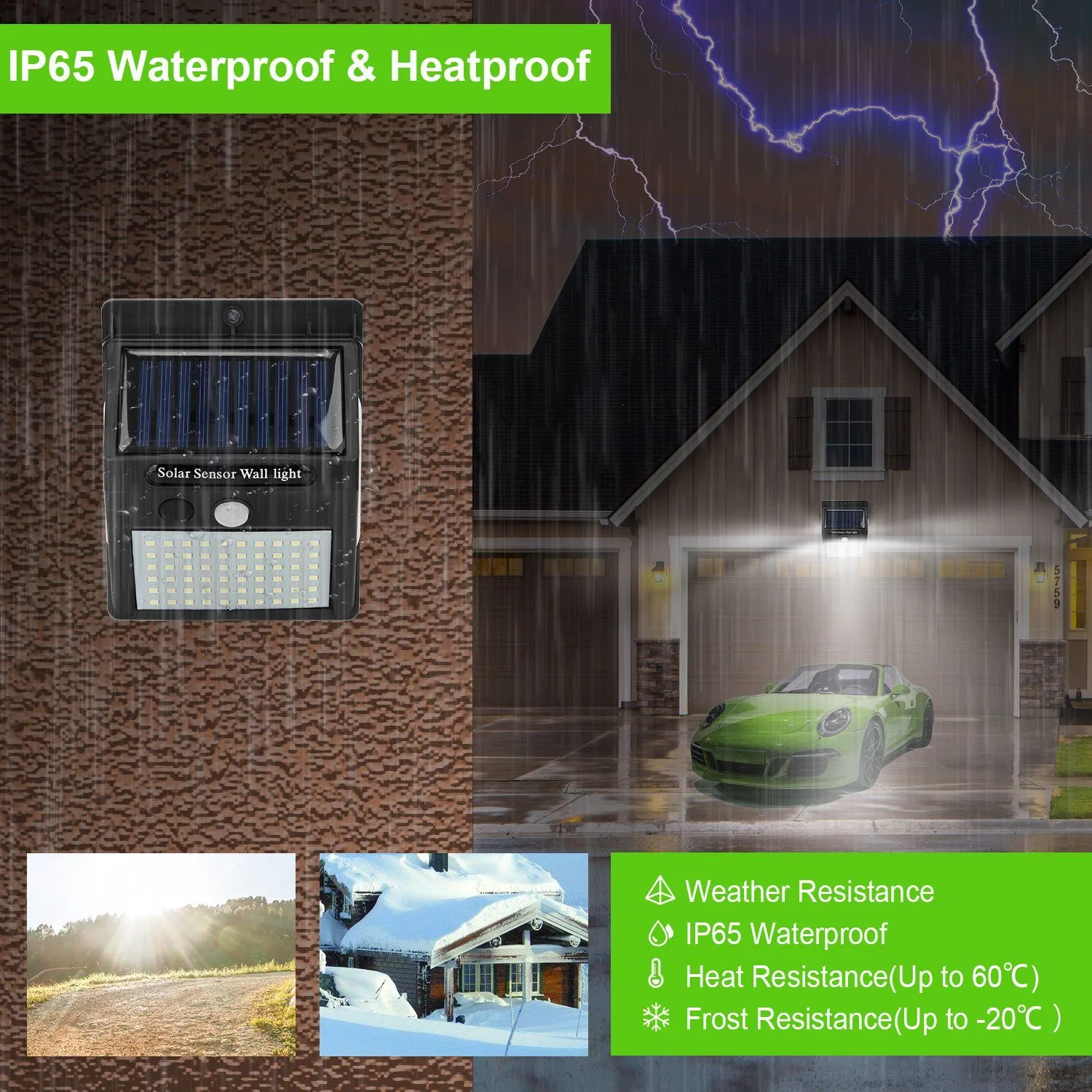 Solar 100 LEDs PIR Motion Sensor Wall Light