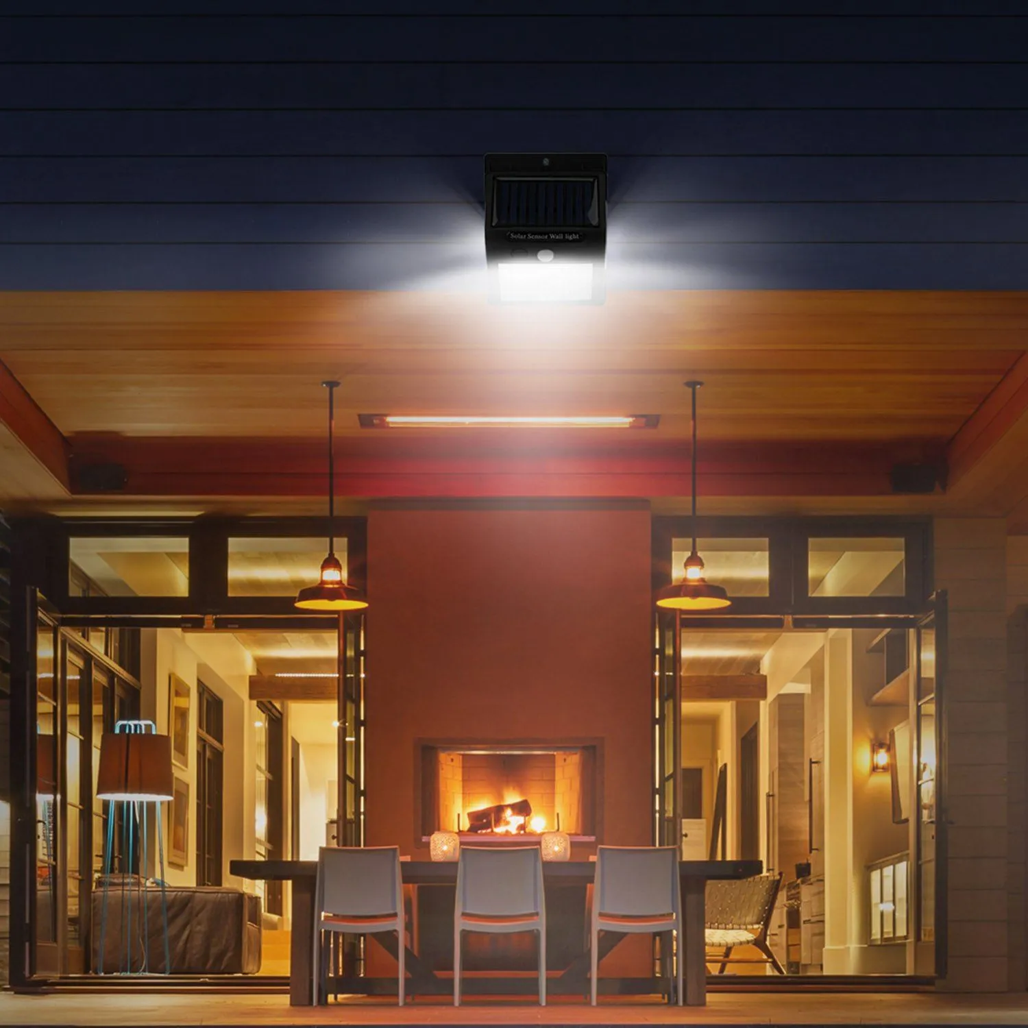 Solar 100 LEDs PIR Motion Sensor Wall Light