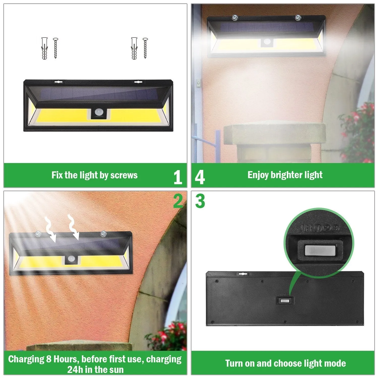 Solar Lights 180 LEDS Solar Wall Light