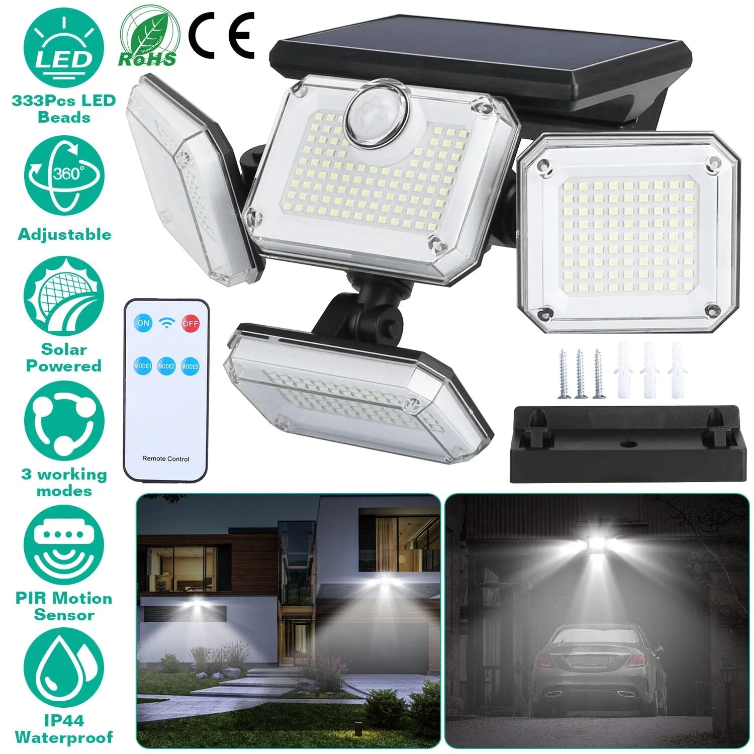 Solar Powered Wall Lights Outdoor Motion Sensor Lamps
