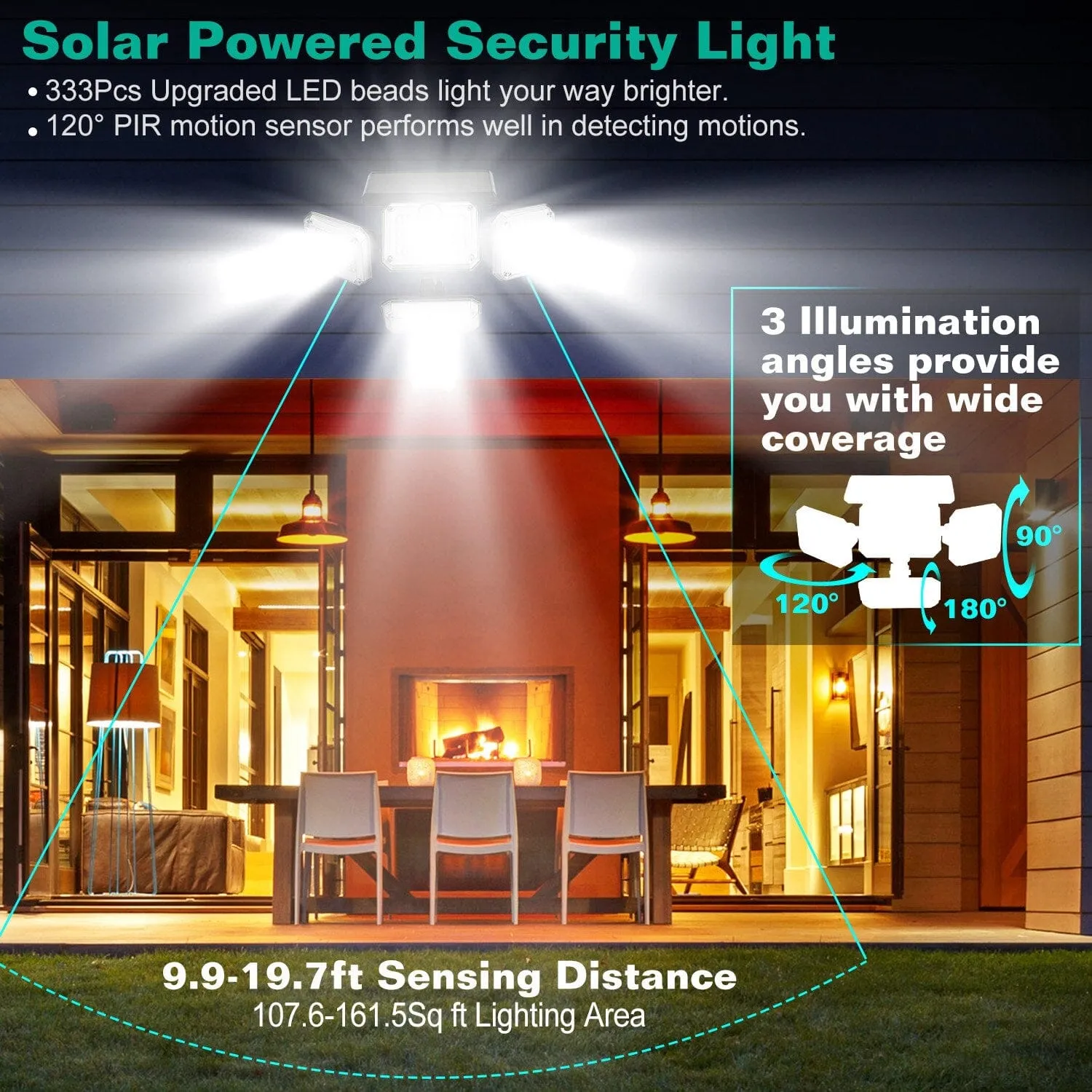 Solar Powered Wall Lights Outdoor Motion Sensor Lamps