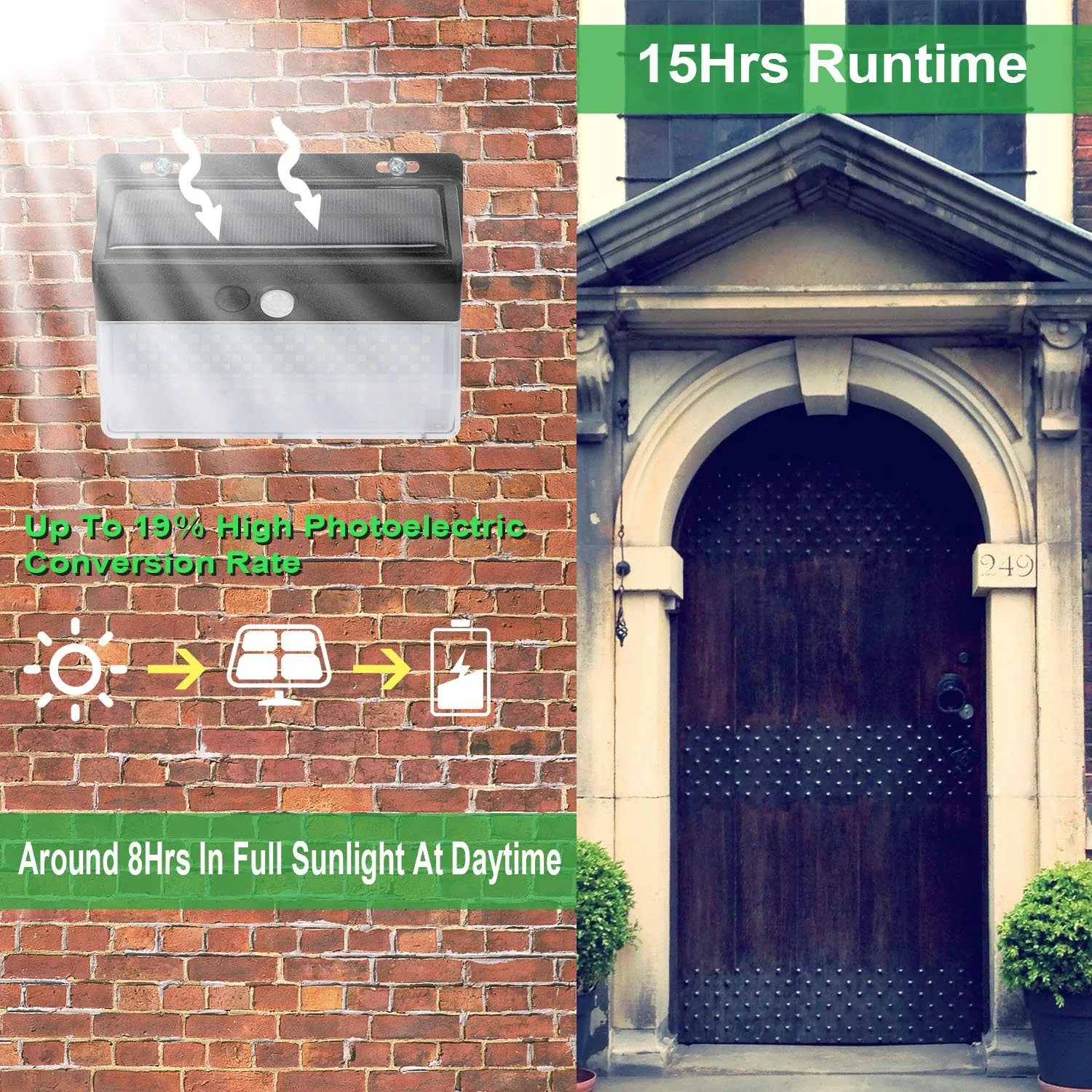 Solar Wall Light Outdoor 206 LEDs PIR Motion Sensor Lamp