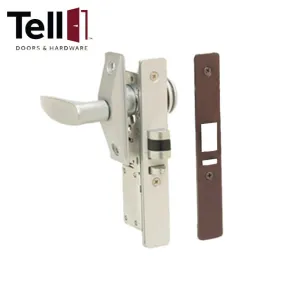 TELL - AD100221 - Narrow Style Deadlatch Lockset - 1 1/8" Backset - Aluminum and Duronodic Finishes - Less Cylinder and Lever Handle
