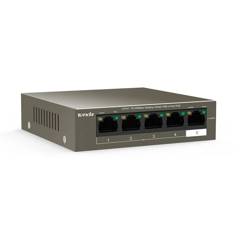 Tenda 5Port 10/100Mbps Desktop Switch w/4 PoE Ports  TEF1105P-4-63W