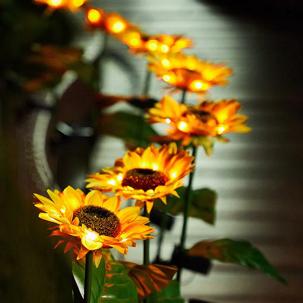 US 1-2 Pc LED Motion Sensor Light Bulbs Dusk Dawn Sensor Outdoor Sunflower Solar