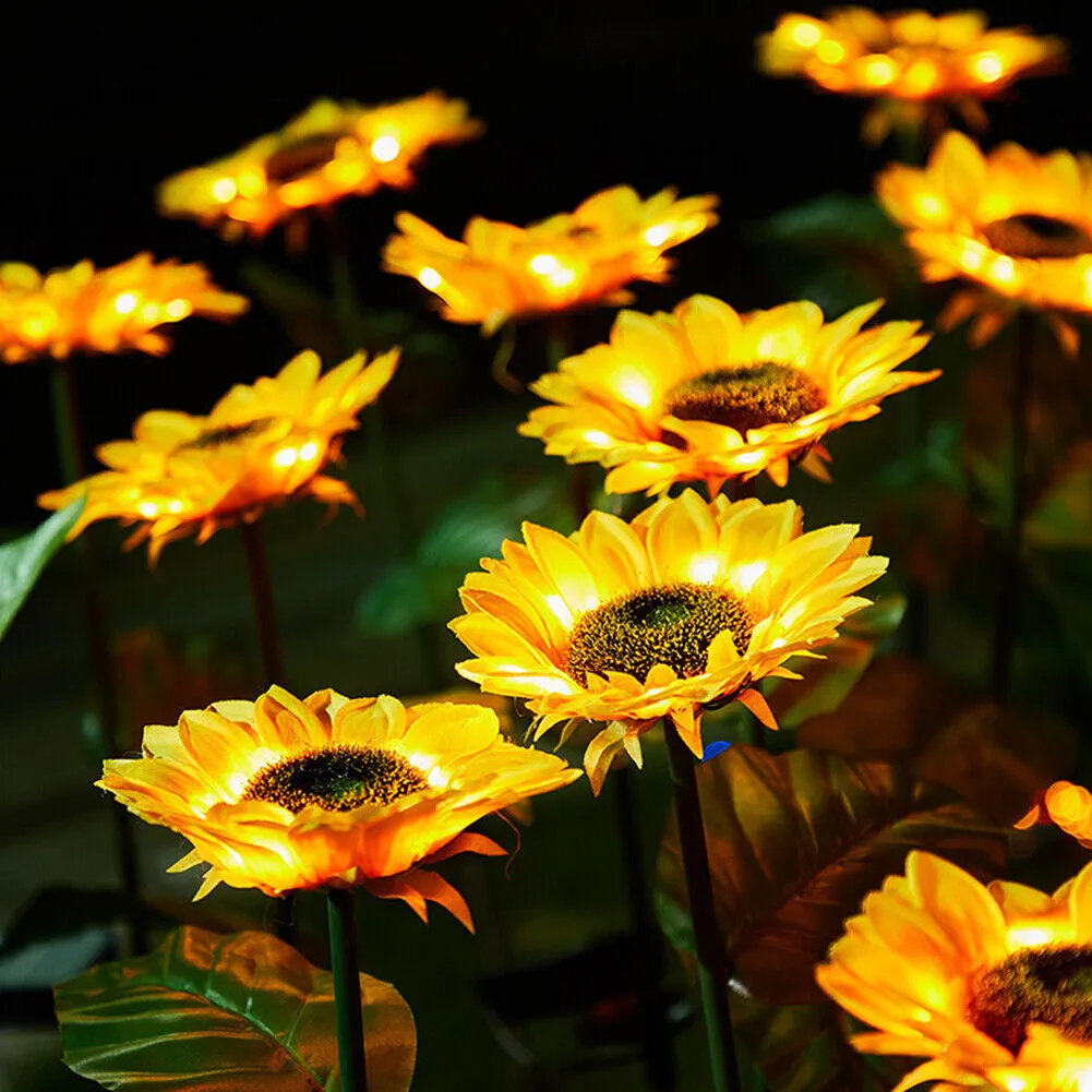 US 1-2 Pc LED Motion Sensor Light Bulbs Dusk Dawn Sensor Outdoor Sunflower Solar