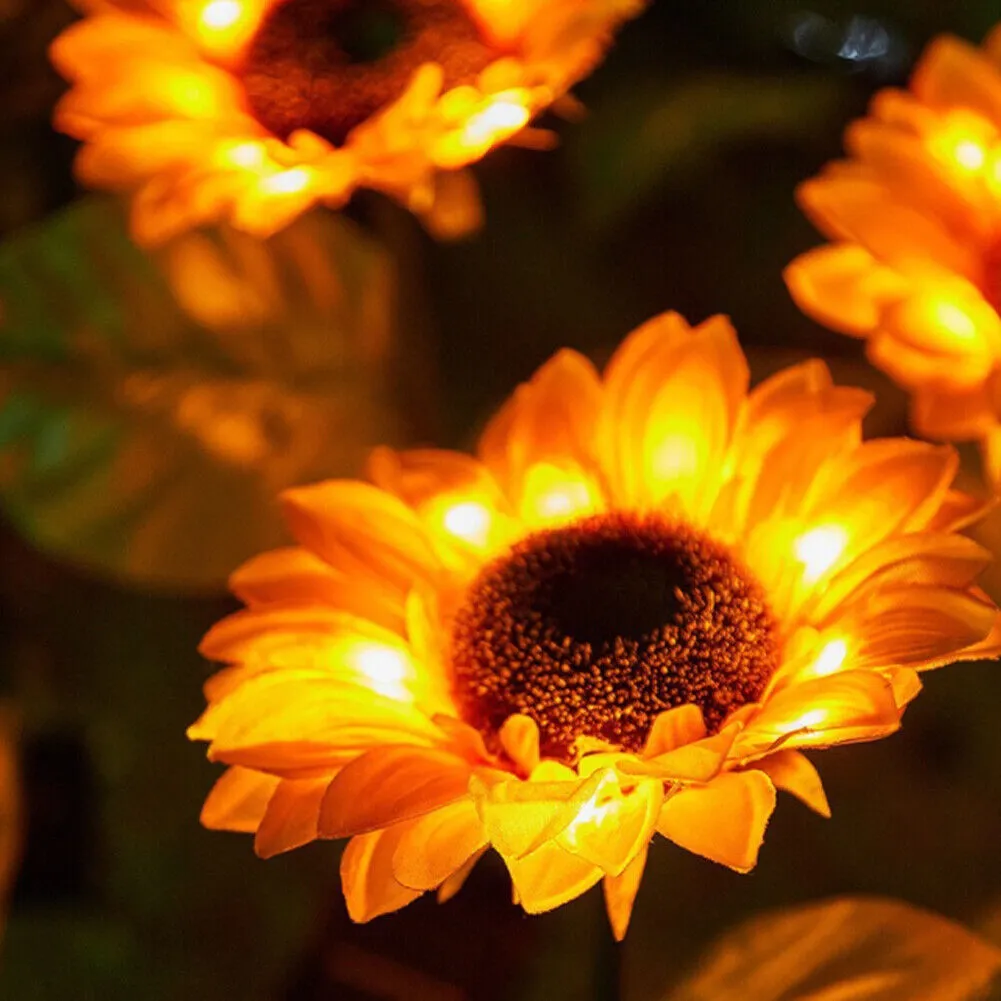 US 1-2 Pc LED Motion Sensor Light Bulbs Dusk Dawn Sensor Outdoor Sunflower Solar