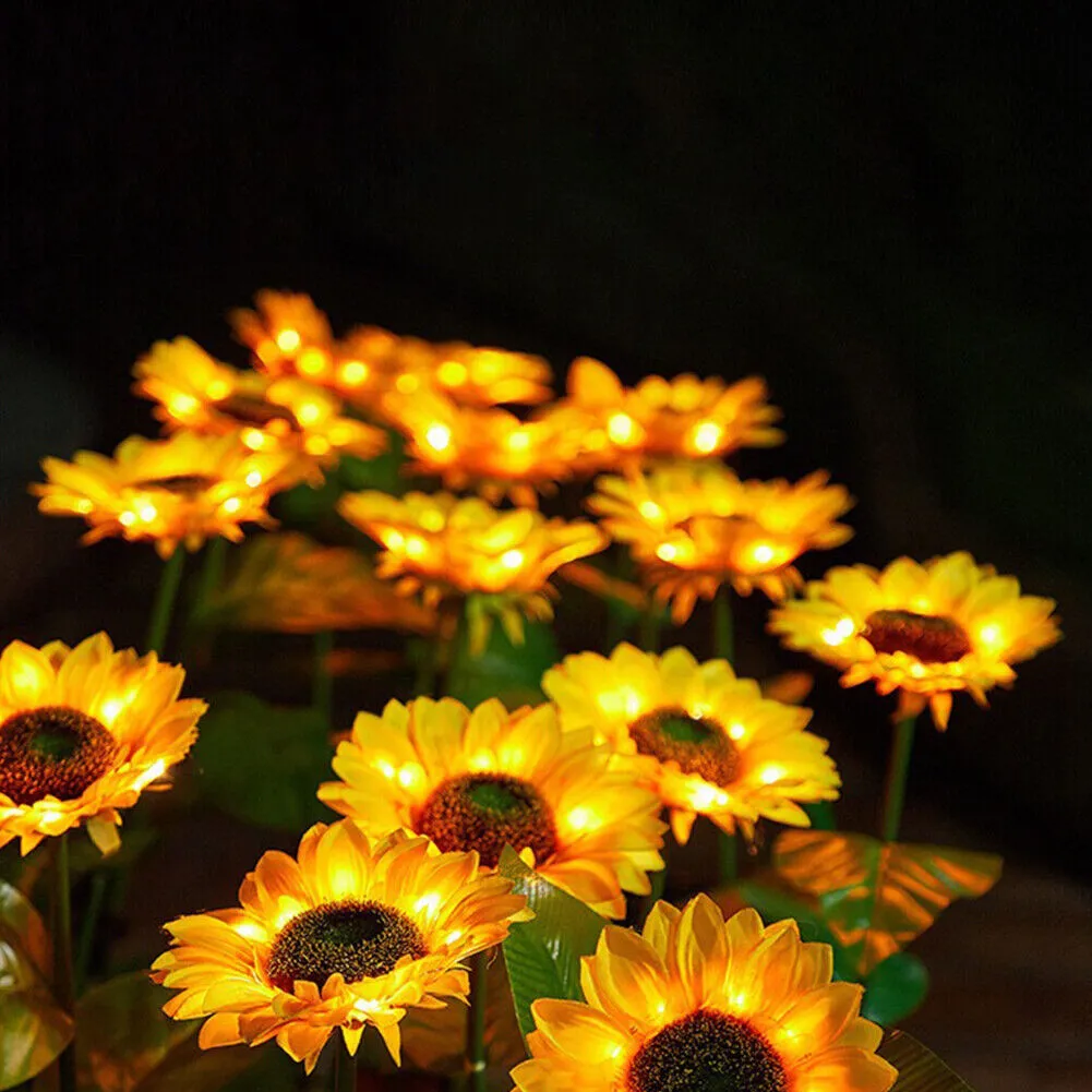 US 1-2 Pc LED Motion Sensor Light Bulbs Dusk Dawn Sensor Outdoor Sunflower Solar
