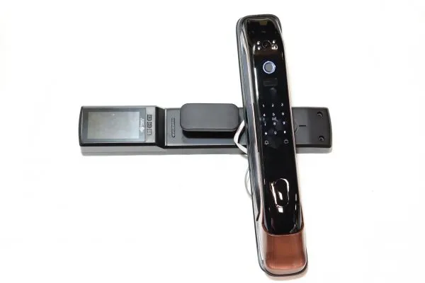 VILA Smart Lock Q7-3 AC ,With WiFi, Display screen,Keypad Digital,Biometric Fingerprint,IC Card,Mechanical key, Unlock for Apartment Hotel Home Use. COLOR: (BLACK   Copper)