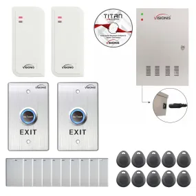 Visionis FPC-6476 Two Doors Access Control Time Attendance TCP / IP Wiegand Controller Box With Power Supply Included   White Indoor/Outdoor Card Reader   Software Included 20,000 Users Kit