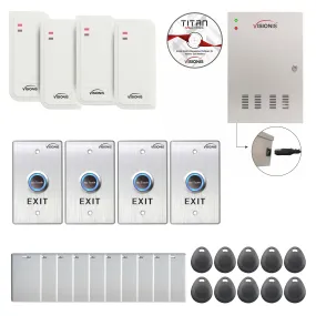 Visionis FPC-6548 Four Doors Access Control TCP / IP Wiegand Controller Box With Power Supply Included White Indoor / Outdoor Card Reader, Computer Based   20,000 Users Kit